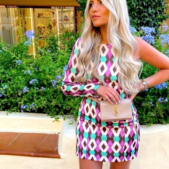 Zara NWT One Sleeve Satin Multicolored Women’s Mini Dress Size - Picture 3 of 9